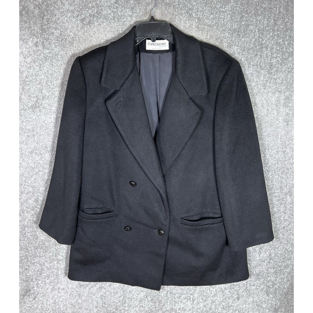Vintage Forecaster of Boston Wool Blend Coat Womens Sz 13/14 Black Pockets Lined